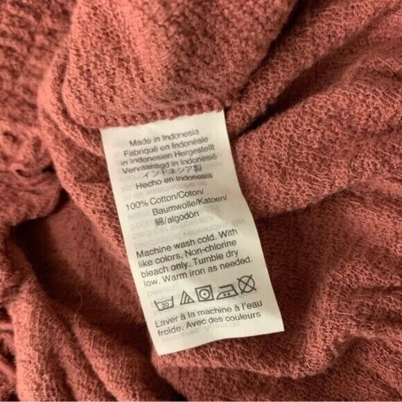 Madewell Texture & Thread XXS Pink Cropped Pullover Top Boho Cozy Knit Crewneck - Picture 6 of 7